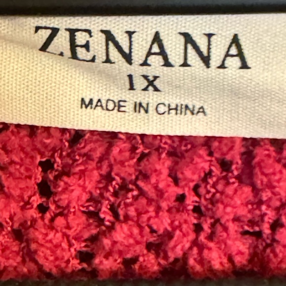 NWOT Zenana popcorn knit open front cardigan, size 1X, color is magenta - Picture 3 of 11
